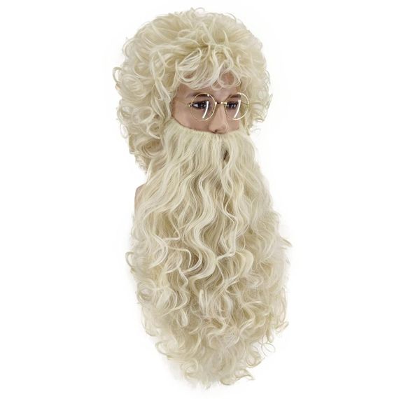 Парик и борода Санта Клауса с бровями, очками, комплект для образа Деда Мороза на Новый год Рождество, косплей | Зображення 3