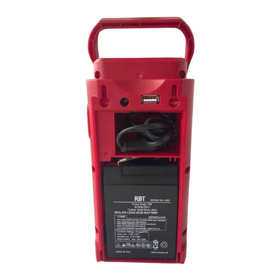 Ліхтар-світильник DL-2424 — акумуляторний, переносний, з функцією PowerBank (3000 мА·год, 24 LED, червоний)   знижка | Зображення 3