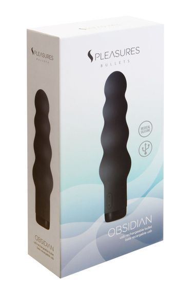 Вібратор S Pleasures Bullets Obsidian, чорний, у вигляді ряду кульок, 10 режимів, діаметр 4 см | Зображення 2
