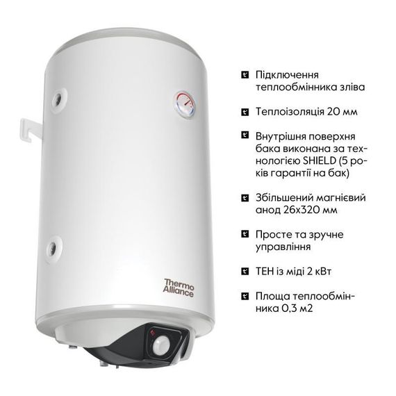 Водонагрівач електричний комбінований Thermo Alliance вертикальний 80 л. т.о. 0,24 кв.м лівий, мокрий ТЕН 2,0 кВт (CWH 8044 4S L) | Зображення 3