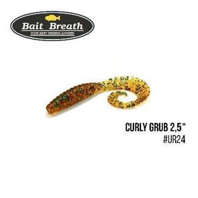 Силіконова приманка, Їстівний силікон Bait Breath Curly Grub 2,5" (12шт) (Ur24 Ｐumpkin green/seed)