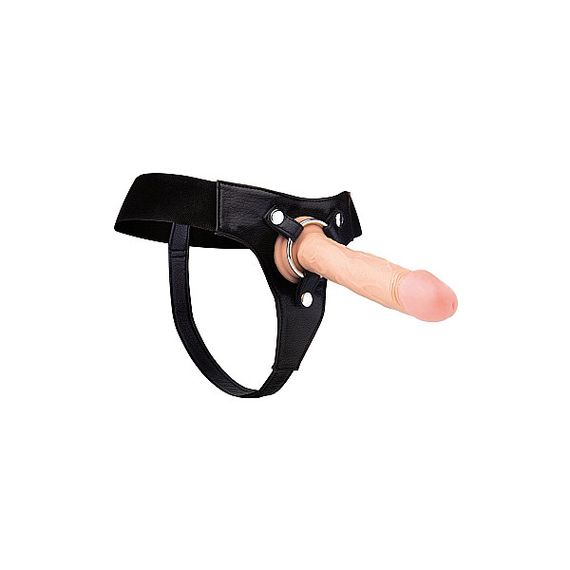Трусики для страпона REALROCK Elastic Harness з кільцем, шкіряні, чорні, One Size (S-XL) Sex Aura | Зображення 2
