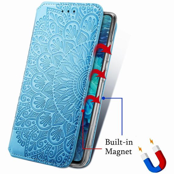 Кожаный чехол книжка GETMAN Mandala (PU) для Xiaomi Mi 10T Lite / Redmi Note 9 Pro 5G Штучна шкіра, Слот для візитки, Синій | Зображення 3