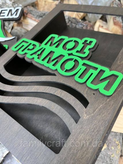 Медальница с фоторамкой и полкой для кубков Деревянный держатель для медалей Органайзер для наград, грамот | Зображення 1