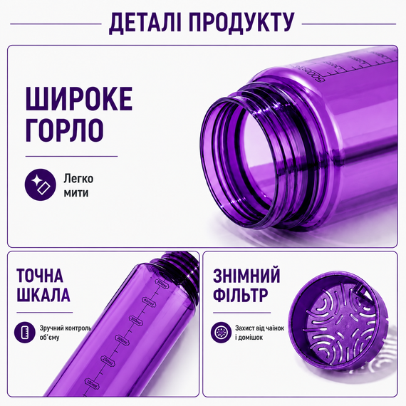 Бутылка тритановая экологическая для воды KANGZYUAN 700 мл Фиолетовый | Зображення 6