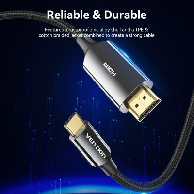 Кабель мультимедийный USB-C to HDMI M 1.8m 8K60Hz black Vention (CRCBAC) | Зображення 2