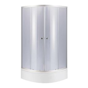 Lidz Latwa SC90x90.SAT.MID.GR Душова кабіна напівкругла, скло тон. 4 мм + Lidz Душовий піддон KAPIELKA ST90x90x26, з панеллю