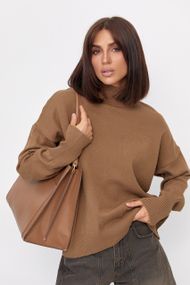 Жіночий гольф oversize - коричневий цвет, ONE SIZE (є розміри)