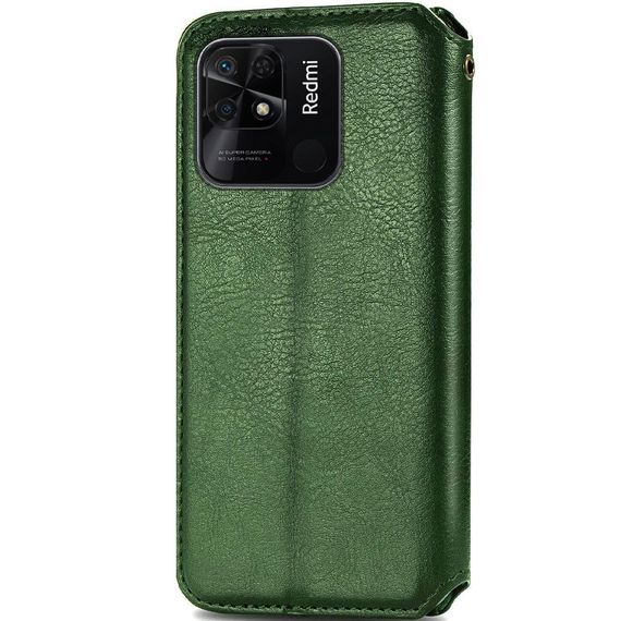 Шкіряний чохол-книжка GETMAN Cubic (PU) для Xiaomi Redmi 10C Штучна шкіра, Слот для візитки, Зелений | Зображення 1