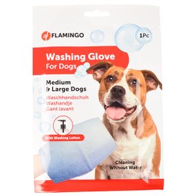 Рукавиця-серветка для догляду за вовною собак без води Flamingo Washing Glove Dog, розмір M