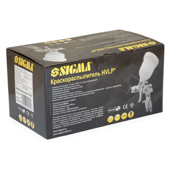 Фарборозпилювач хромований Sigma HVLP 1.4 мм з верхнім баком 600 мл (6812051) | Зображення 1