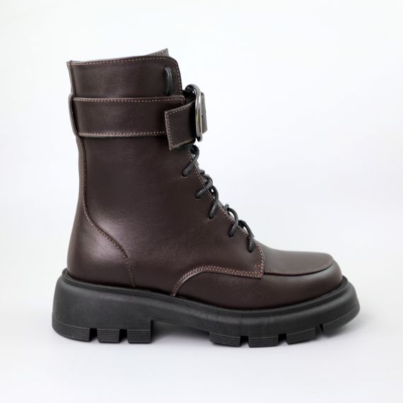 Черевики жіночі шкіряні хутро 590640 Коричневі 36 37 38 39 40