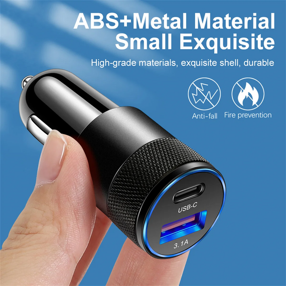 Автомобільний зарядний пристрій 3.1 A з двома портами USB Type-C | Зображення 2