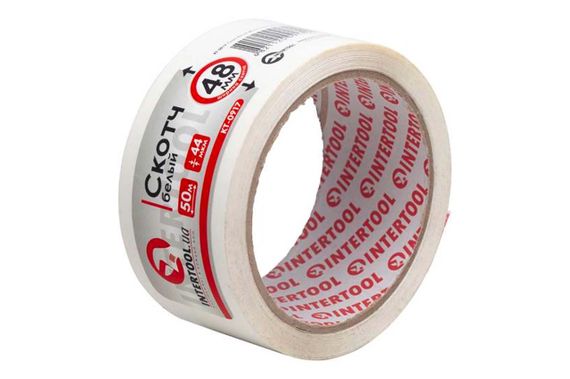 Скотч Intertool - 48мм x 50м x 44мкм белый (KT-0917) | Зображення 1