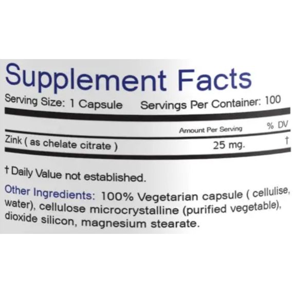 Мікроелемент Цинк Bionic Formula Zink (Citrate) 25 mg 100 Caps | Зображення 1