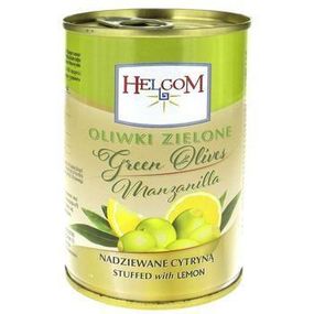Оливки испанские зеленые фаршированные лимоном Helcom, 280г, ж/б,  Польша