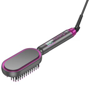 Расческа-выпрямитель Hoco HP44 Electric straightening hair comb with digital display Rose Red