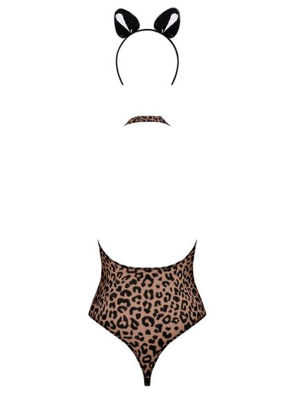 Еротичний костюм леопарда Obsessive Leocatia teddy XXL, боді, обруч з вушками sexstyle | Зображення 3