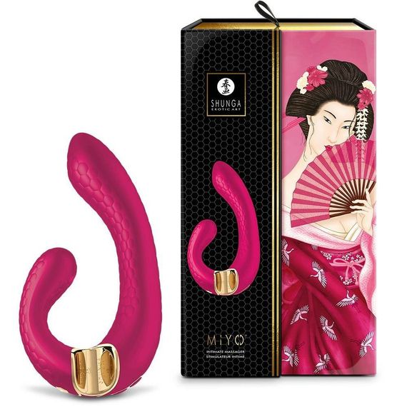 Вагінально-кліторальний вібратор Shunga Miyo нереалістичний, малиновий, 18.5 х 3.7 см sexstyle