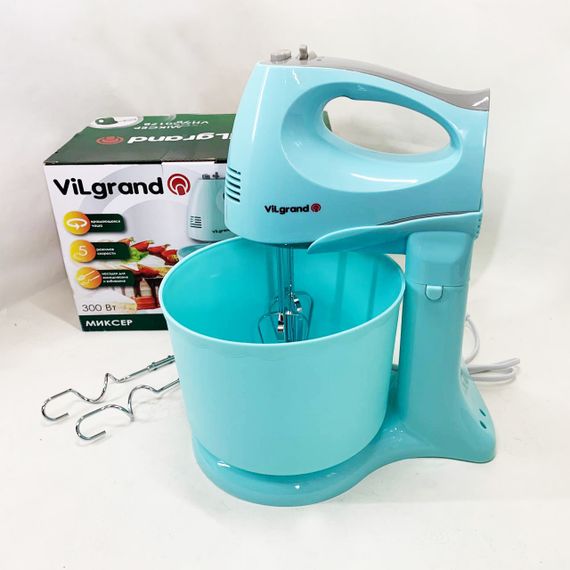 Миксер для удобного приготовления пищи ViLgrand VHM3017B 300 Вт, Двухвенчиковый миксер для кухни XA-89 | Зображення 1