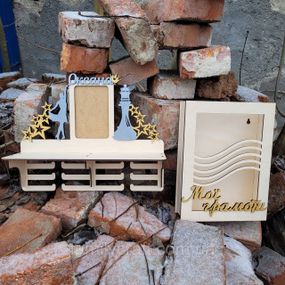 Медальница с фоторамкой и полкой для кубков Деревянный держатель для медалей Органайзер для наград, грамот