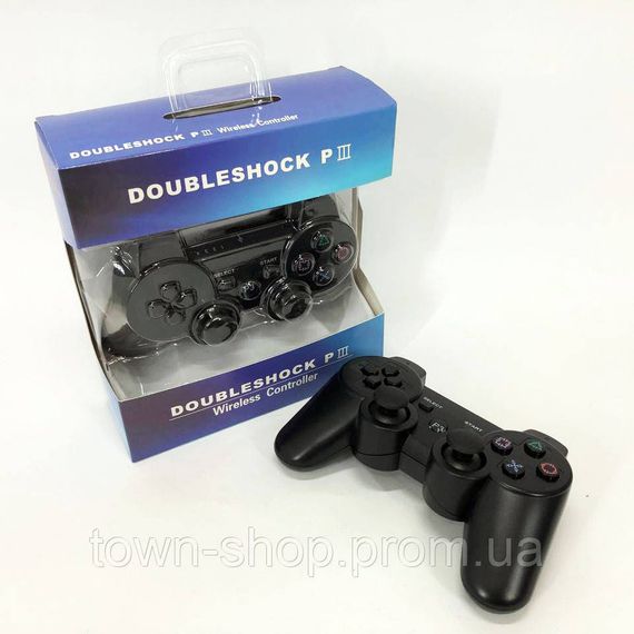 Игровой беспроводной геймпад Doubleshock PS3/PC аккумуляторный джойстик с функцией вибрации. Цвет: черный