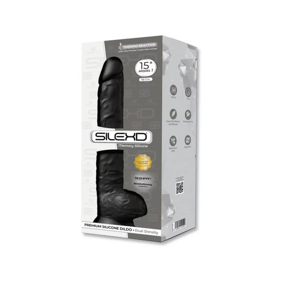 Фалоімітатор гігант термореактивний Silexd Model (15") DD03 чорний sexstyle | Зображення 2