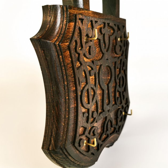Ключниця дерев'янна Handmade  "Замок"  19x13 cm, Коричневий | Зображення 1