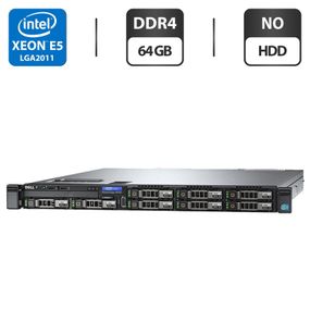 Сервер Dell PowerEdge R430 1U Rack / 2x Intel Xeon E5-2630 v3 (8 (16) ядер по 2.4 - 3.2 GHz) / 64 GB DDR4 / NO HDD / iDRAC8 with Lifecycle Controller / 2x 550W б/у
