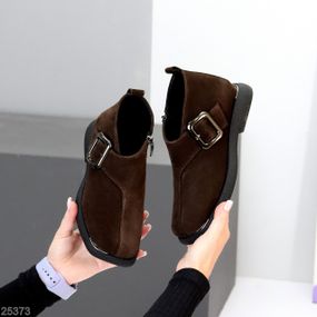 Дизайнерські коричневі туфлі натуральна замша квадратний носик