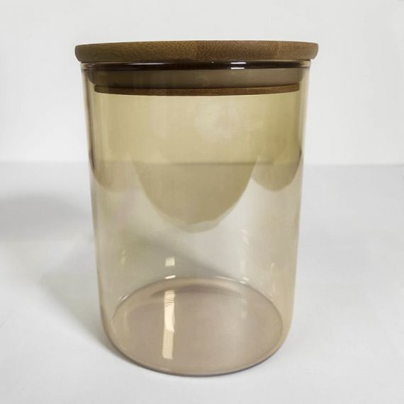 Емкость стеклянная с деревянной крышкой (круглая) янтарь VT-8008 Vittora 800 мл | Зображення 2