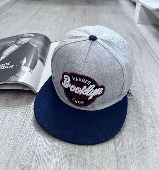 Кепка снепбек (Snapback)  Brooklyn Barber Shop Синій з сірим 56-61р (9023) | Зображення 5