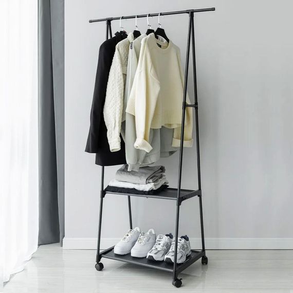 Пересувна вішалка-стійка для одягу до 20 кг, (160х55х42 см), The New Coat Rack / Підлоговий стелаж на коліщатках