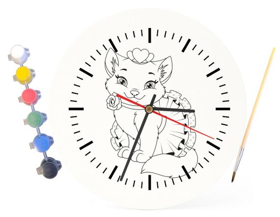 Детский набор для творчества часы раскраска Котенок 30 см (Г0206) | Зображення 2