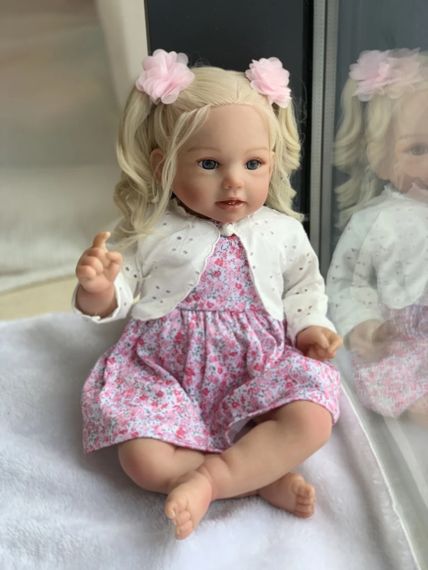 Колекційна Силіконова Лялька Реборн Пупс Дівчинка Блондинка Марта (Вінілова Лялька) Висота 50 см