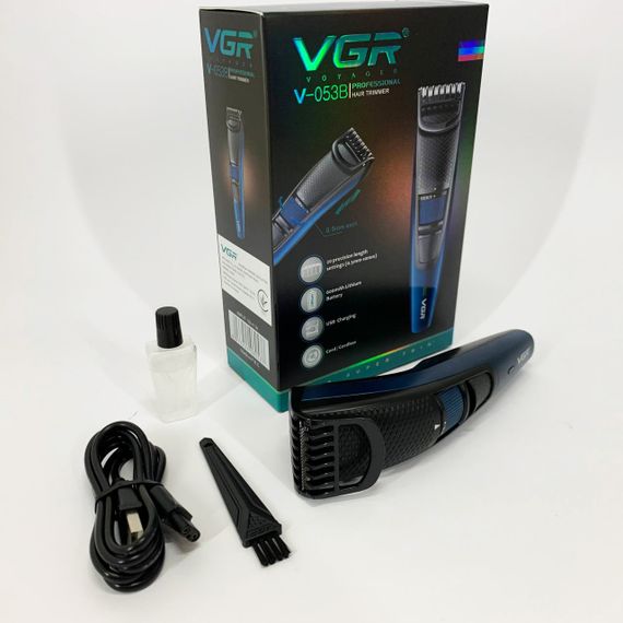 Універсальна акумуляторна машинка VGR V-053B для стрижки волосся, бороди, вусів та тіла, зарядка від USB | Зображення 7