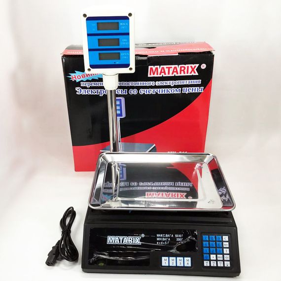 Ваги товарні Matarix MX-411+ на 50 кг, Ваги торговельні з табло, Ваги торговельні настільні зі стійкою | Зображення 2