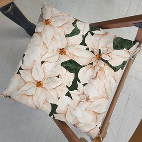 Подушка на стул с завязками Белый рождественник 40x40x4 см (PZ_23NG010)