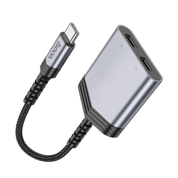 Переходник Hoco LS40 Type-C to dual Type-C Metal gray | Зображення 2