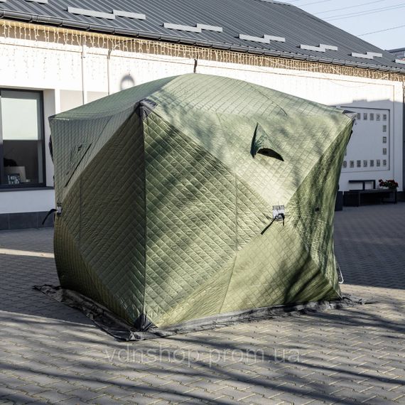 Палатка зимняя утепленная "Куб" 4-х местная LUGI 230*230*210 см для рыбака туризма кемпинга и путешествий Хаки LU-BD21 | Зображення 1