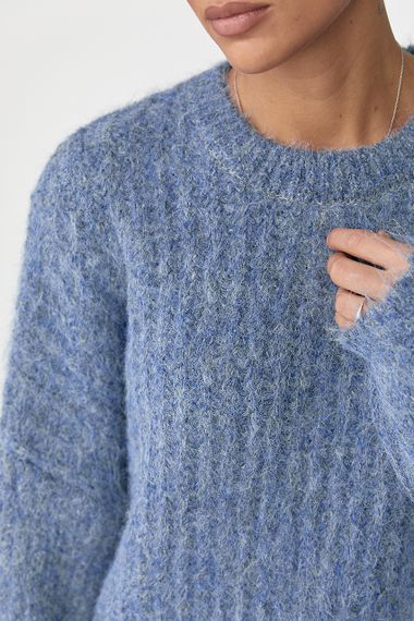 Тепла жіноча кофта з рукавами-ліхтариками - джинс цвет, ONE SIZE (є розміри) | Зображення 3