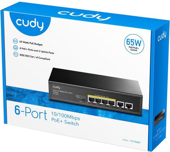 Комутатор Cudy FS1006P, 6 портовий 10/100M PoE+Switch 60W | Зображення 3