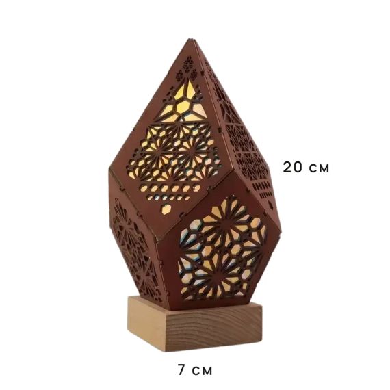 Дерев’яна богемна LED лампа-нічник із геометричним світлом Без бренду 3349621110261 | Зображення 1