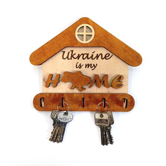 Ключниця Ukrain is my HOME 20х16,5 см Майстерня містера Томаса Фанера 4 мм Червоне дерево | Зображення 1