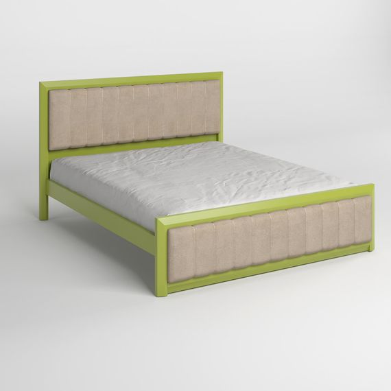 Односпальне дерев&#039;яне ліжко Mebigrand Барселона Б1 Лайм (S3050G70Y)/Аляска 23 (Бежевий) 90х200 см (MBG-11714) | Зображення 1