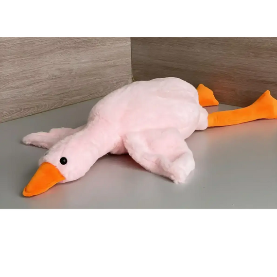 М'яка іграшка подушка з пледом 3в1 Гусак-Обнімусь 93 см рожевий, затишний рожевий плед 105×190 см | Зображення 2