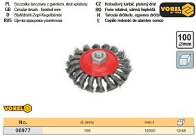Щетка крацовка Ø 100 мм гайка М14 усиленная VOREL-06977