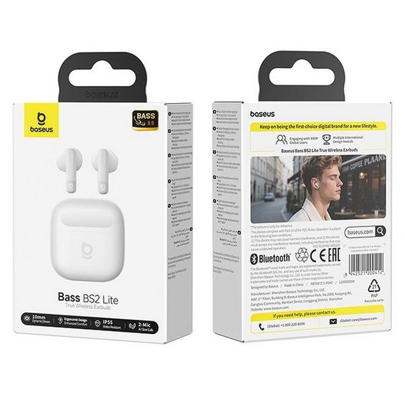 Бездротові TWS навушники Baseus Bass BS2 Lite (A0010A) Moon White | Зображення 4