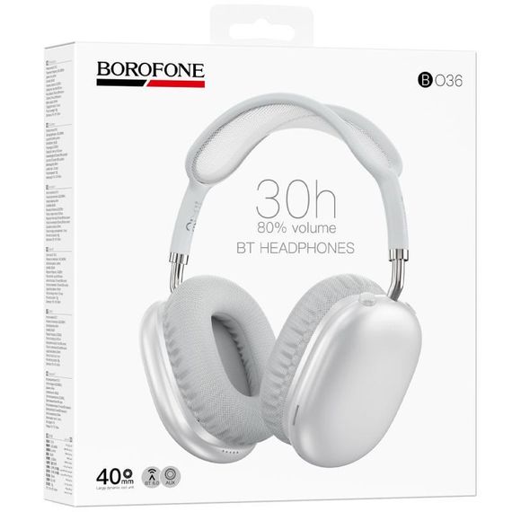 Накладні бездротові навушники Borofone BO36 Tone Silver | Зображення 1