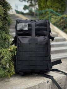 Тактичний рюкзак військовий чорний з прапором Сша Black Usa штурмовий армійський рюкзак 45 л
